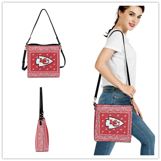 Kansas City Chiefs PU Leather Bucket Handbag 001